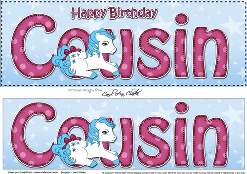 Large DL Happy Birthday COUSIN 3D decoupage