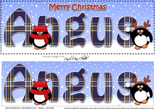 Large DL Merry Christmas ANGUS 3D decoupage 