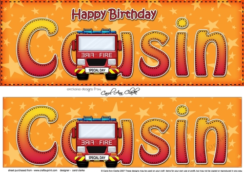 Large DL Happy Birthday COUSIN 3D decoupage