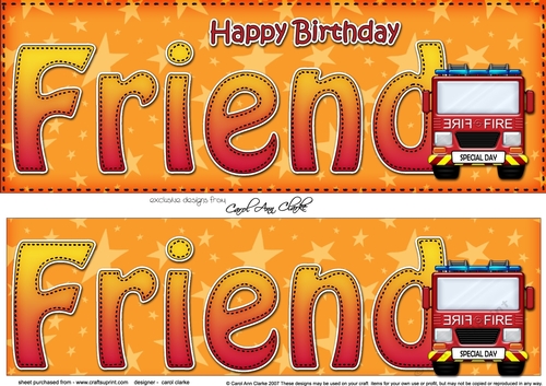 Large DL Happy Birthday FRIEND 3D decoupage