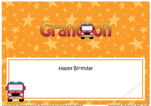Large DL Happy Birthday GRANDSON insert