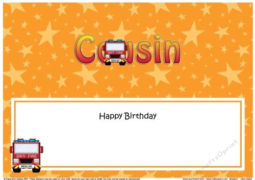 Large DL Happy Birthday COUSIN insert
