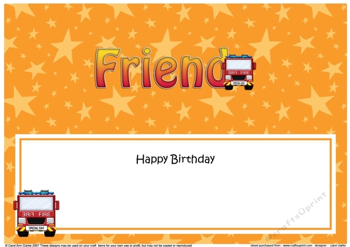 Large DL Happy Birthday FRIEND insert