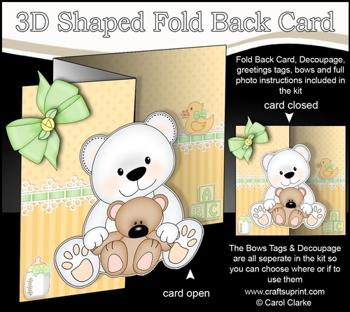 3D Shaped No-Hole Fold Back Mini Kit -   New Baby Teddy