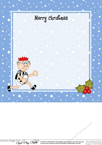 Christmas Bert plays Rugby matching 8 x 8 insert panel