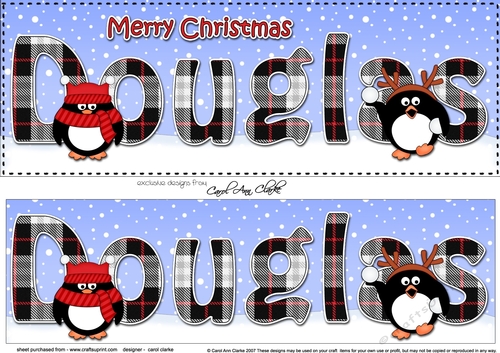 Large DL Merry Christmas DOUGLAS 3D decoupage 