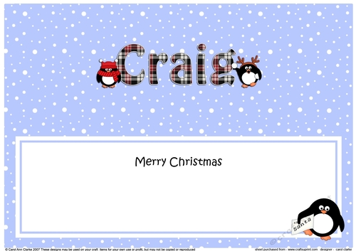 Large DL Merry Christmas CRAIG insert