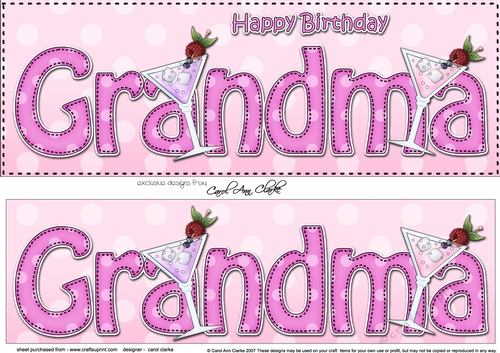 Large DL Happy Birthday GRANDMA 3D decoupage