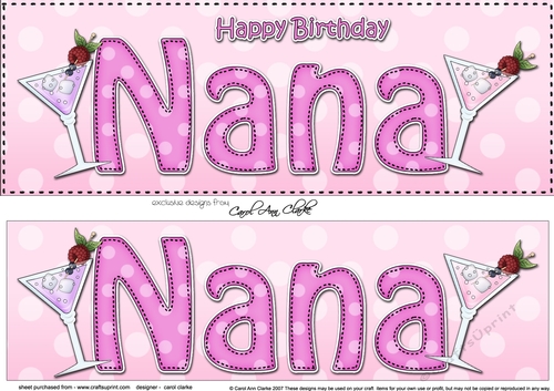 Large DL Happy Birthday NANA 3D decoupage