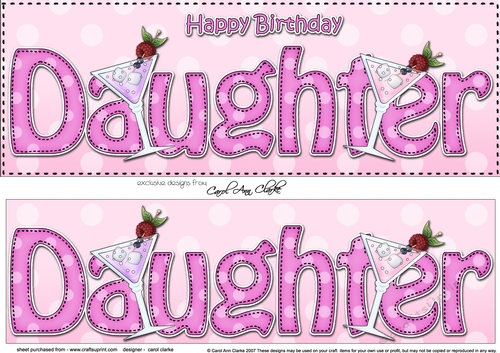 Large DL Happy Birthday DAUGHTER 3D decoupage