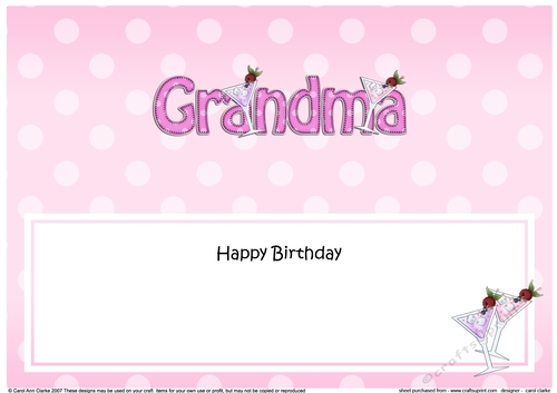 Large DL Happy Birthday GRANDMA insert