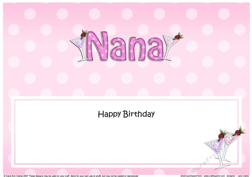 Large DL Happy Birthday NANA insert