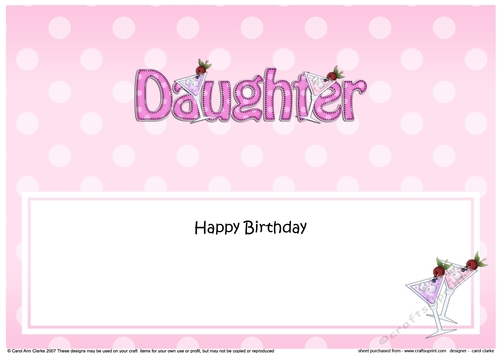 Large DL Happy Birthday DAUGHTER insert