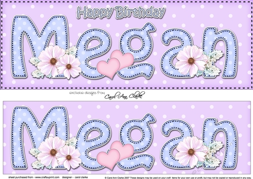 Large DL Happy Birthday MEGAN 3D decoupage