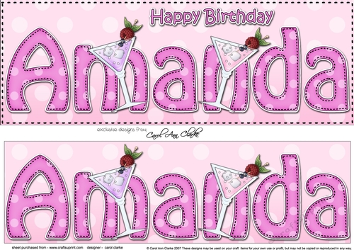 Large DL Happy Birthday AMANDA 3D decoupage