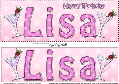 Large DL Happy Birthday LISA 3D decoupage