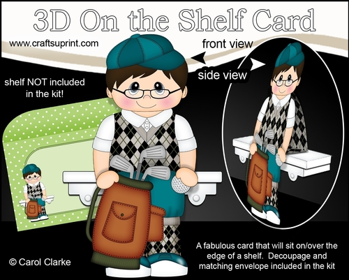 3D On the Shelf Card Kit - Young Man Barton plays Golf