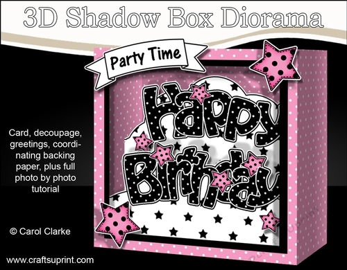 3D Diorama Shadow Box Word Card Mini Kit  -  Happy Birthday