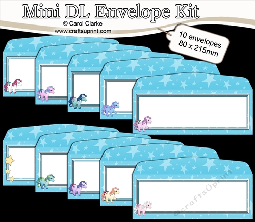 10 Cute Pony Mini DL (80 x 215mm) envelope Kit
