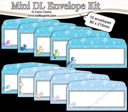 10 Cute Pony Mini DL (80 x 215mm) envelope Kit