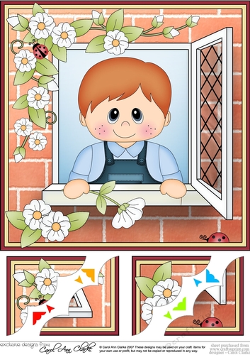 8 x 8 Scalloped Corner Topper - Through the Window - Cute Toddler