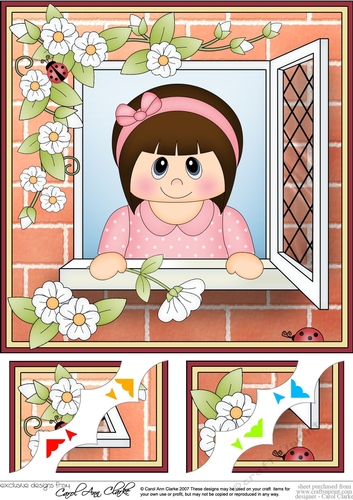 8 x 8 Scalloped Corner Topper - Through the Window - Cute Teen
