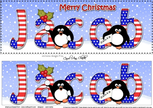 Large DL Merry Christmas JACOB 3D decoupage 