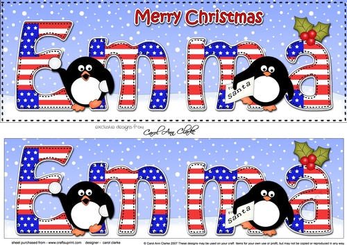 Large DL Merry Christmas EMMA 3D decoupage 