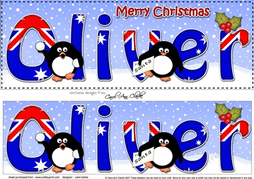 Large DL Merry Christmas OLIVER 3D decoupage 
