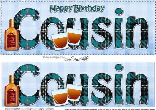 Large DL Happy Birthday COUSIN 3D decoupage