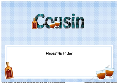 Large DL Happy Birthday COUSIN insert