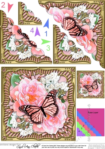 Flowers & Butterfly in a Gold Frame Scalloped Corner Stacker