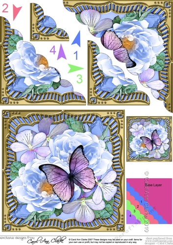 Flowers & Butterfly in a Gold Frame Scalloped Corner Stacker