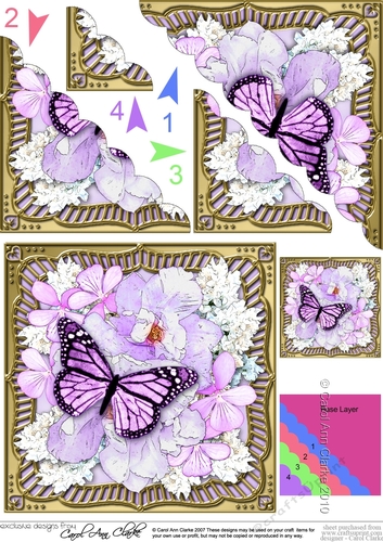 Flowers & Butterfly in a Gold Frame Scalloped Corner Stacker