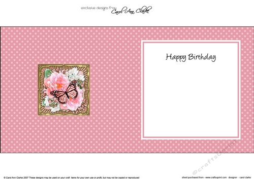 Flowers & Butterfly in a Gold Frame square landscape insert