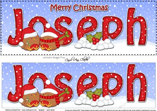 Large DL Merry Christmas JOSEPH 3D decoupage 