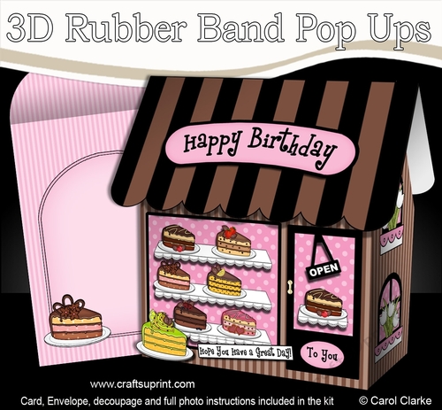 3D Shoppe Pop Up Rubber Band Card Kit  -  The Cakes n Bakes Gateau Shop