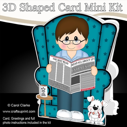 3D Shaped Card  Kit - Man reads the Newspaper