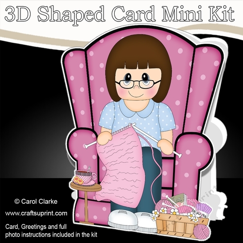 3D Shaped Card  Kit - Lady reads the Newspaper