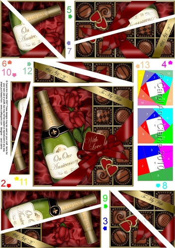 Wife Anniversary Champers, Chocs & Roses Twisted Spiral Side Stacker