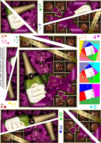 Wife Anniversary Champers, Chocs & Roses Twisted Spiral Side Stacker