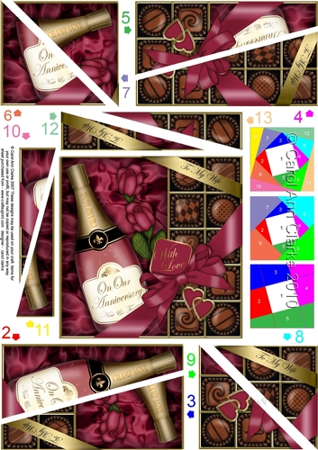Wife Anniversary Champers, Chocs & Roses Twisted Spiral Side Stacker