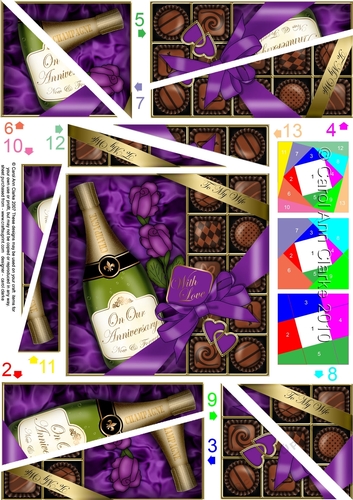 Wife Anniversary Champers, Chocs & Roses Twisted Spiral Side Stacker