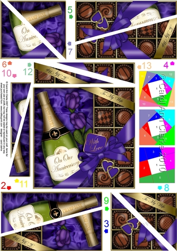 Wife Anniversary Champers, Chocs & Roses Twisted Spiral Side Stacker