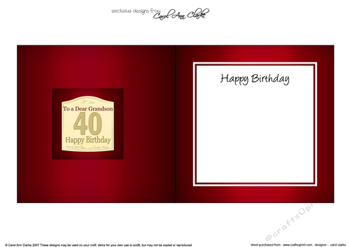 40th Birthday Grandson Wine Label square landscape insert