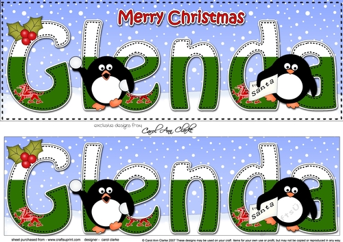 Large DL Merry Christmas GLENDA 3D decoupage 