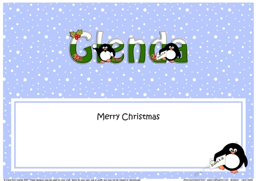 Large DL Merry Christmas GLENDA insert