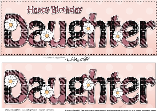 Large DL Happy Birthday DAUGHTER 3D decoupage