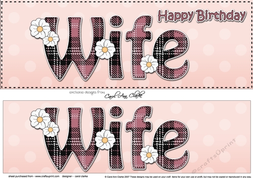 Large DL Happy Birthday WIFE 3D decoupage