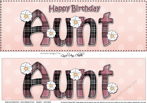 Large DL Happy Birthday AUNT 3D decoupage